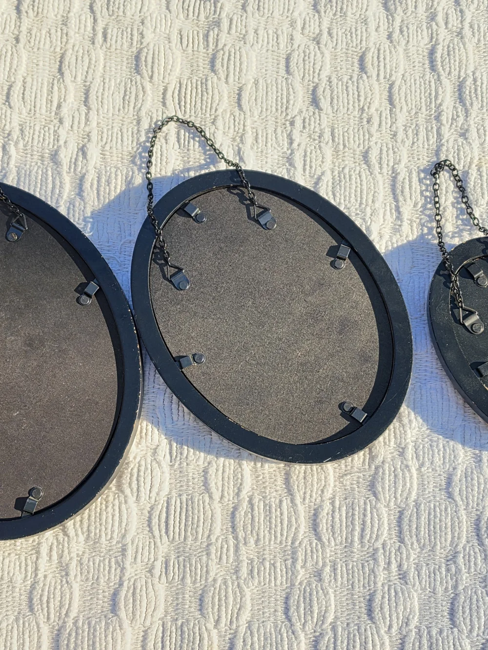 Set of 3 Small Round Black Wall Mirrors